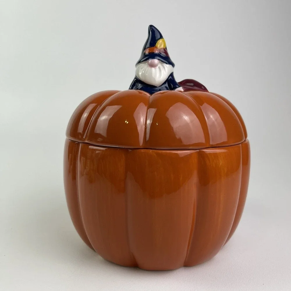 Sheffield Home Halloween Wizard Vintage Retro Large Pumpkin Cookie Biscuit Jar